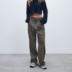 ZARA CHECKERED WIDELEG TROUSERS